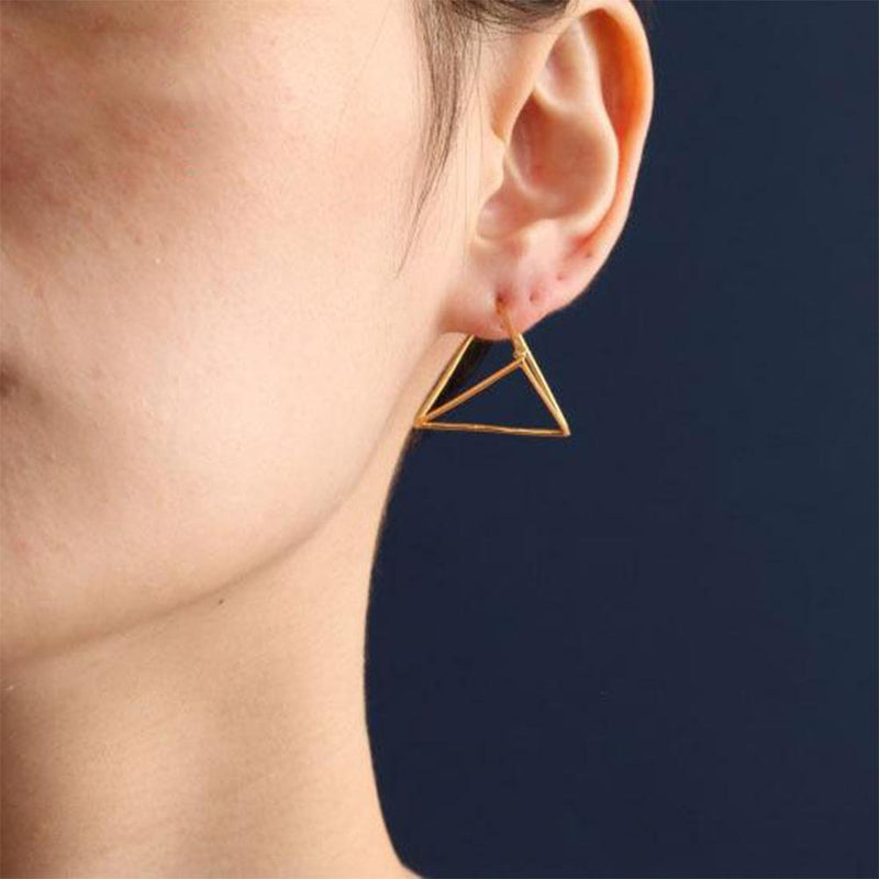 Geometric Metallic Pyramid Drop Earrings - Lucid Fantasy 