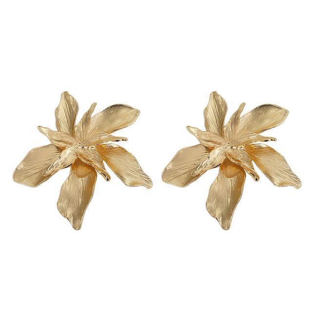 Gilded Floral Statement Stud Earrings - Lucid Fantasy 