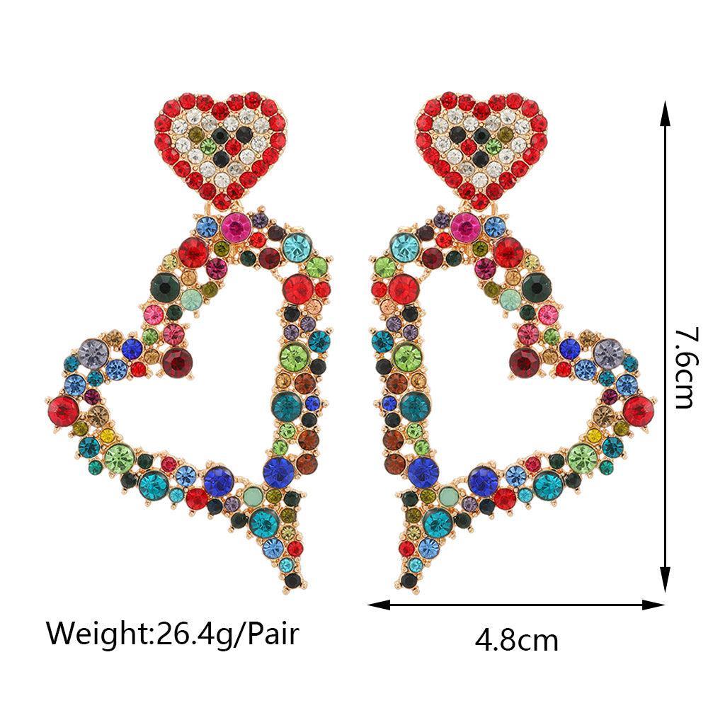 Glamorous Crystal Heart Shaped Drop Earrings with Rhinestone Detail - Lucid Fantasy 