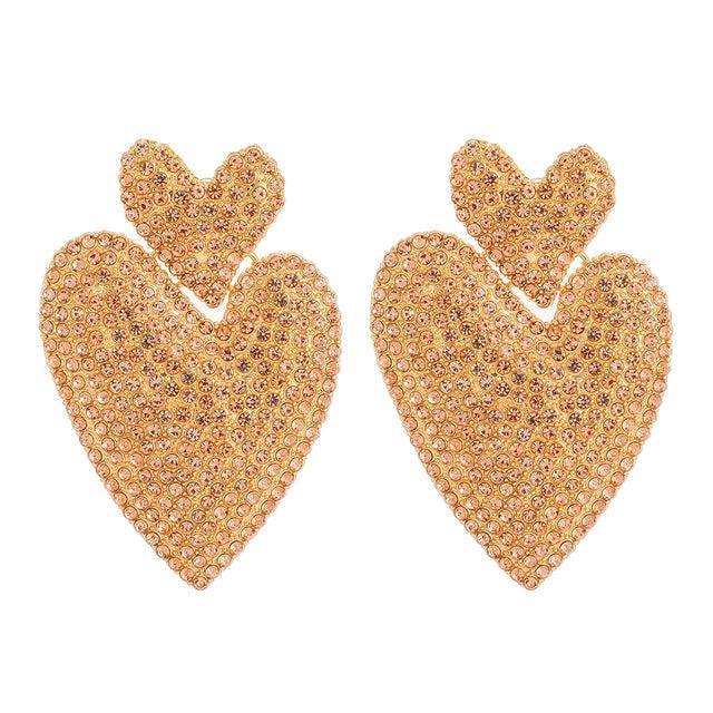 Glamorous Double Heart Crystal Dangle Earrings for a Striking Style Upgrade - Lucid Fantasy 