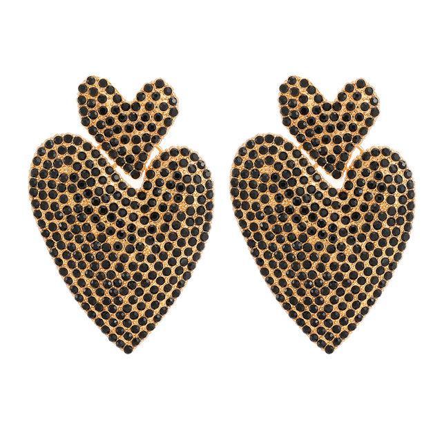 Glamorous Double Heart Crystal Dangle Earrings for a Striking Style Upgrade - Lucid Fantasy 