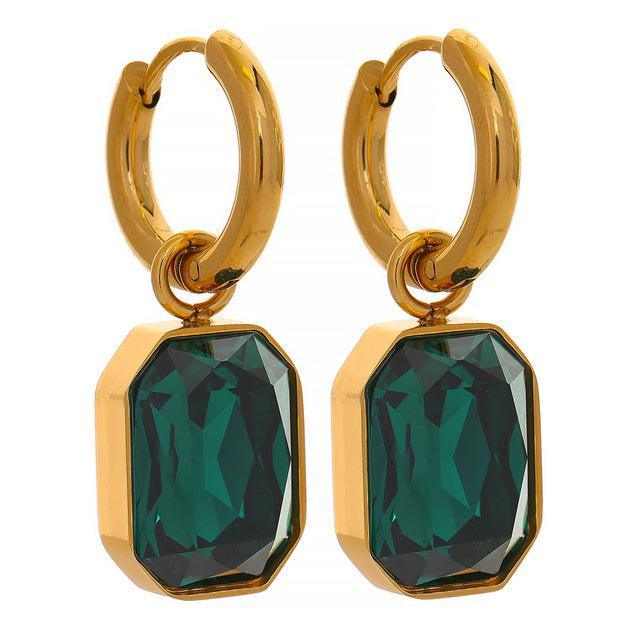 Glamorous Gold Plated CZ Gemstone Dangle Earrings - Lucid Fantasy 