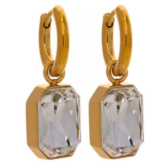 Glamorous Gold Plated CZ Gemstone Dangle Earrings - Lucid Fantasy 