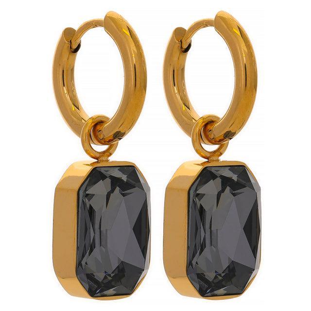 Glamorous Gold Plated CZ Gemstone Dangle Earrings - Lucid Fantasy 