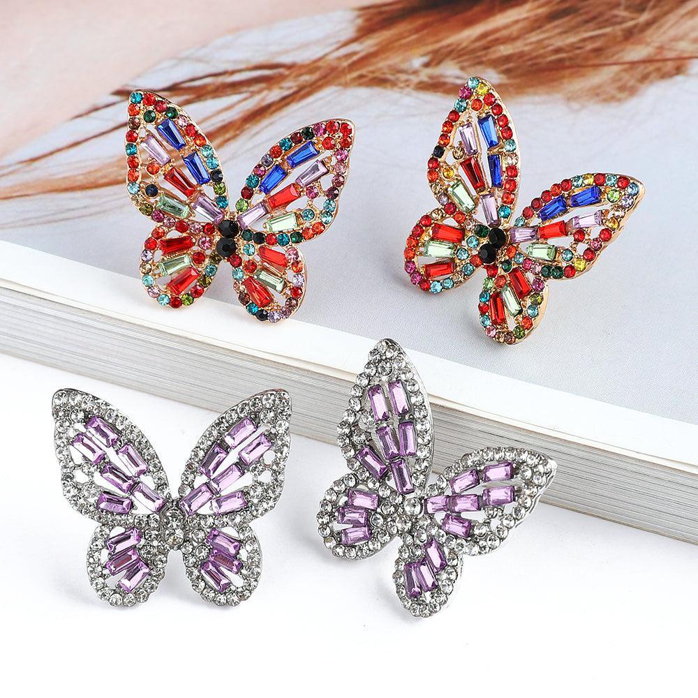 Glamorous Maxi Crystal Butterfly Dangle Earrings - Lucid Fantasy 