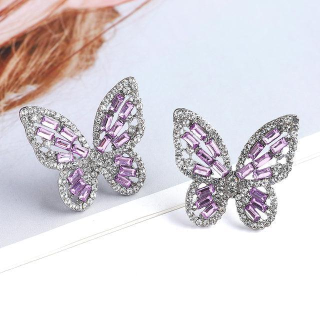 Glamorous Maxi Crystal Butterfly Dangle Earrings - Lucid Fantasy 