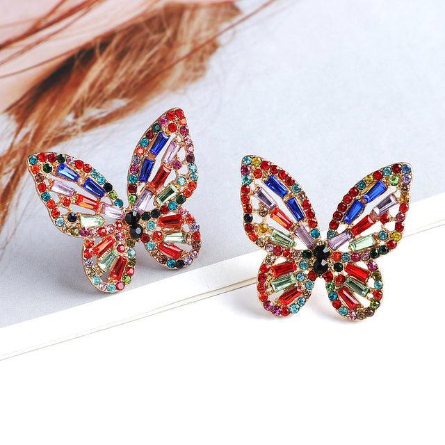 Glamorous Maxi Crystal Butterfly Dangle Earrings - Lucid Fantasy 