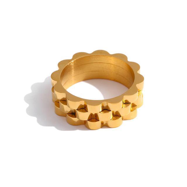 Gold Plated Chunky Geometric Cutout BOHO Fashion Ring - Lucid Fantasy 