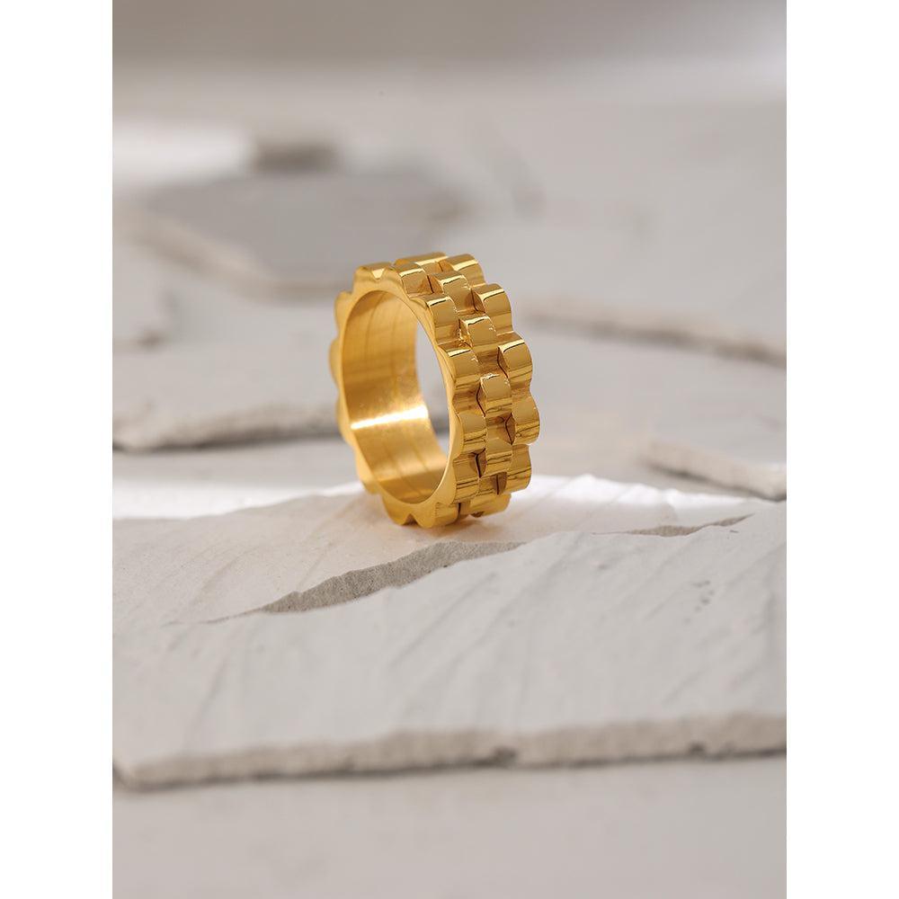 Gold Plated Chunky Geometric Cutout BOHO Fashion Ring - Lucid Fantasy 