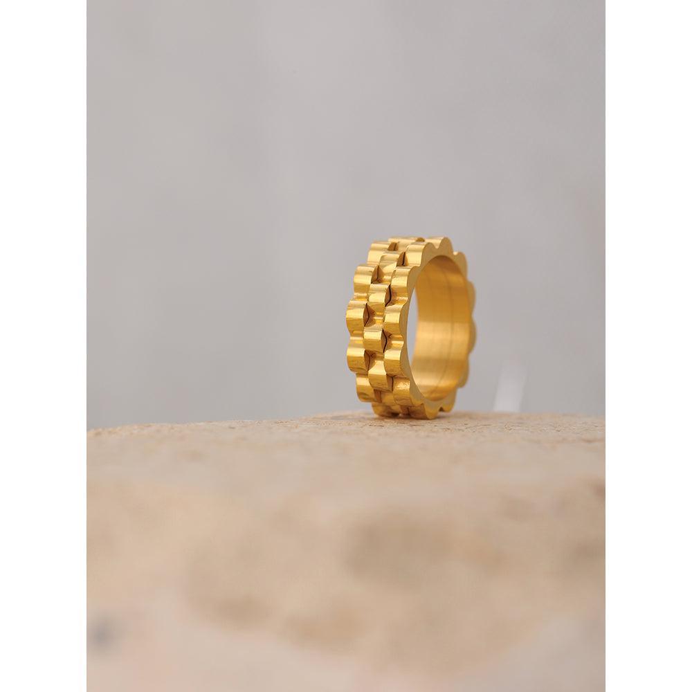 Gold Plated Chunky Geometric Cutout BOHO Fashion Ring - Lucid Fantasy 