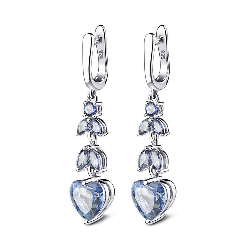 Heart-Shaped Sterling Silver Earrings with Mystic Quartz - Lucid Fantasy 