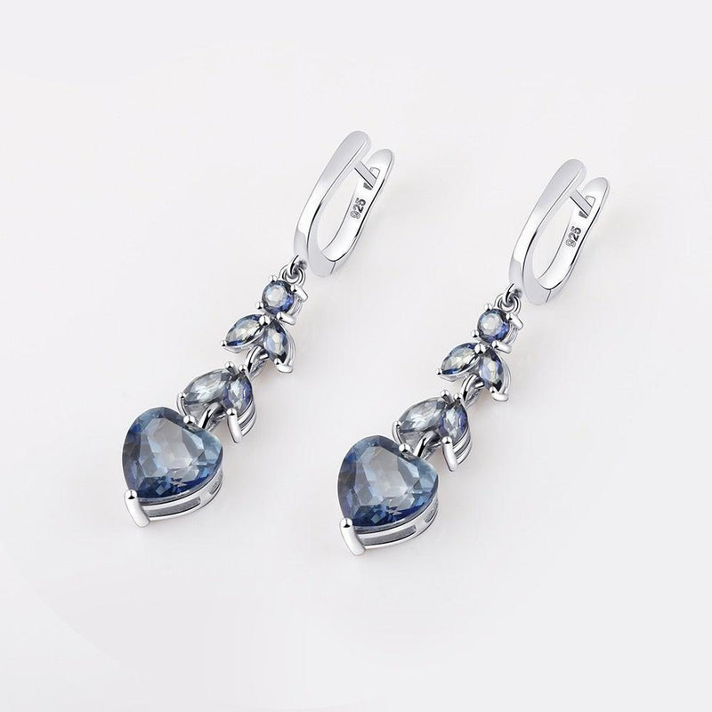 Heart-Shaped Sterling Silver Earrings with Mystic Quartz - Lucid Fantasy 