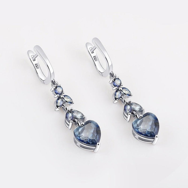 Heart-Shaped Sterling Silver Earrings with Mystic Quartz - Lucid Fantasy 