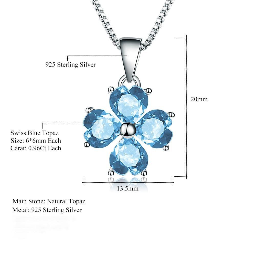 Heart-Shaped Swiss Blue Topaz Clover Pendant Necklace in Sterling Silver - Lucid Fantasy 