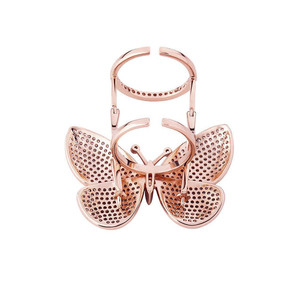 Iced Out Butterfly Metallic AAA CZ Statement Ring
