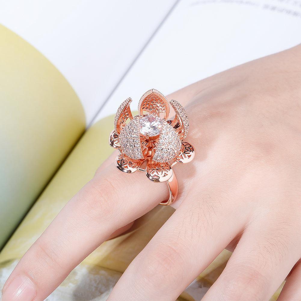 Iced Out Floral Adjustable CZ Ring - Lucid Fantasy 