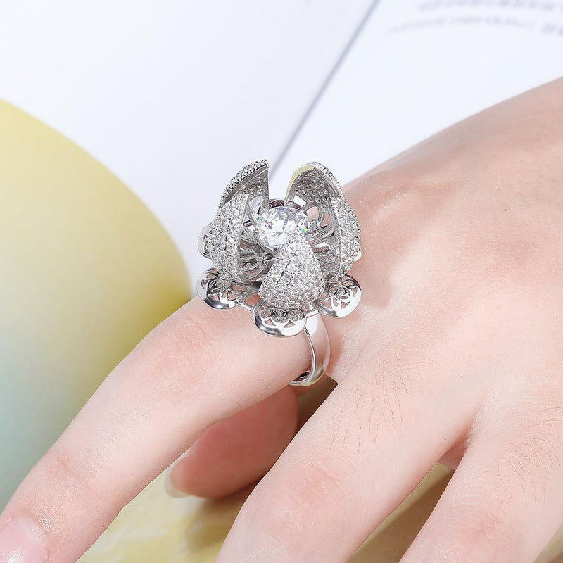 Iced Out Floral Adjustable CZ Ring - Lucid Fantasy 