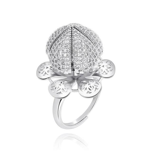 Iced Out Floral Adjustable CZ Ring - Lucid Fantasy 