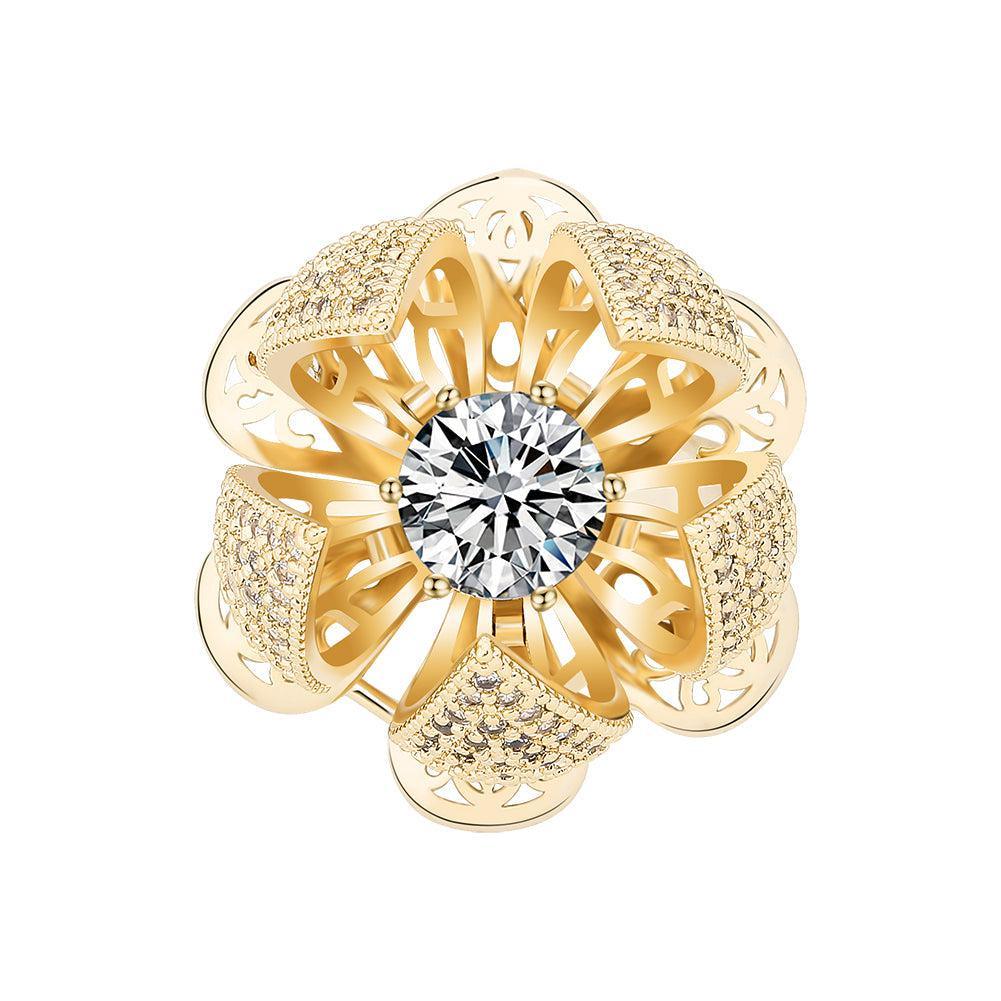 Iced Out Floral Adjustable CZ Ring - Lucid Fantasy 