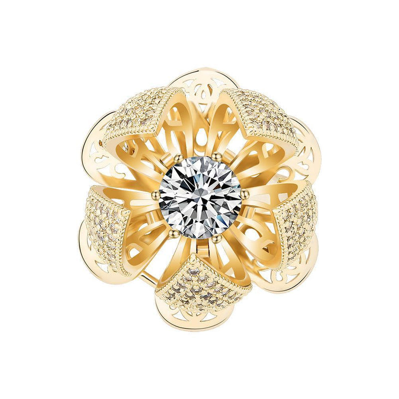 Iced Out Floral Adjustable CZ Ring - Lucid Fantasy 