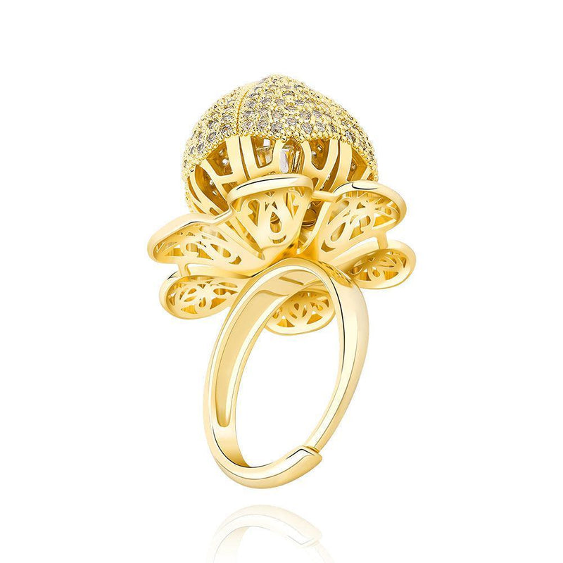 Iced Out Floral Adjustable CZ Ring - Lucid Fantasy 