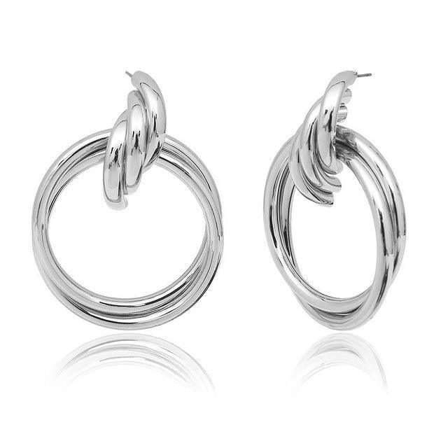 Intertwined Metallic Dangle Hoop Earrings - Lucid Fantasy 