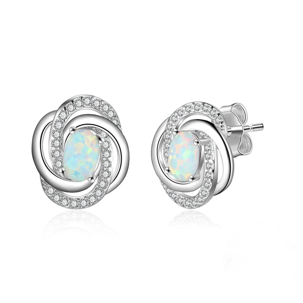 Intertwined Opulence Opal Silver Stud Earrings - Lucid Fantasy 