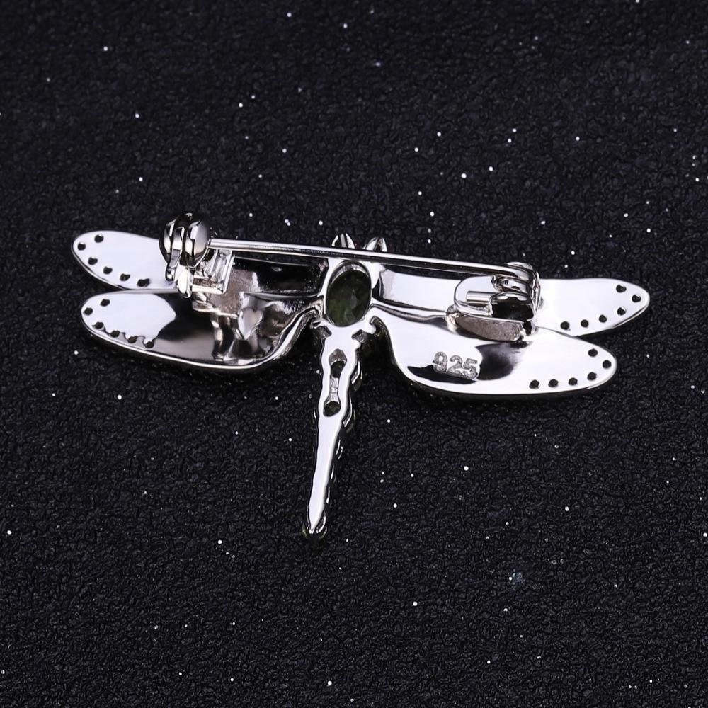 Intricate Dragonfly Gemstone Brooch in Sterling Silver - Lucid Fantasy 