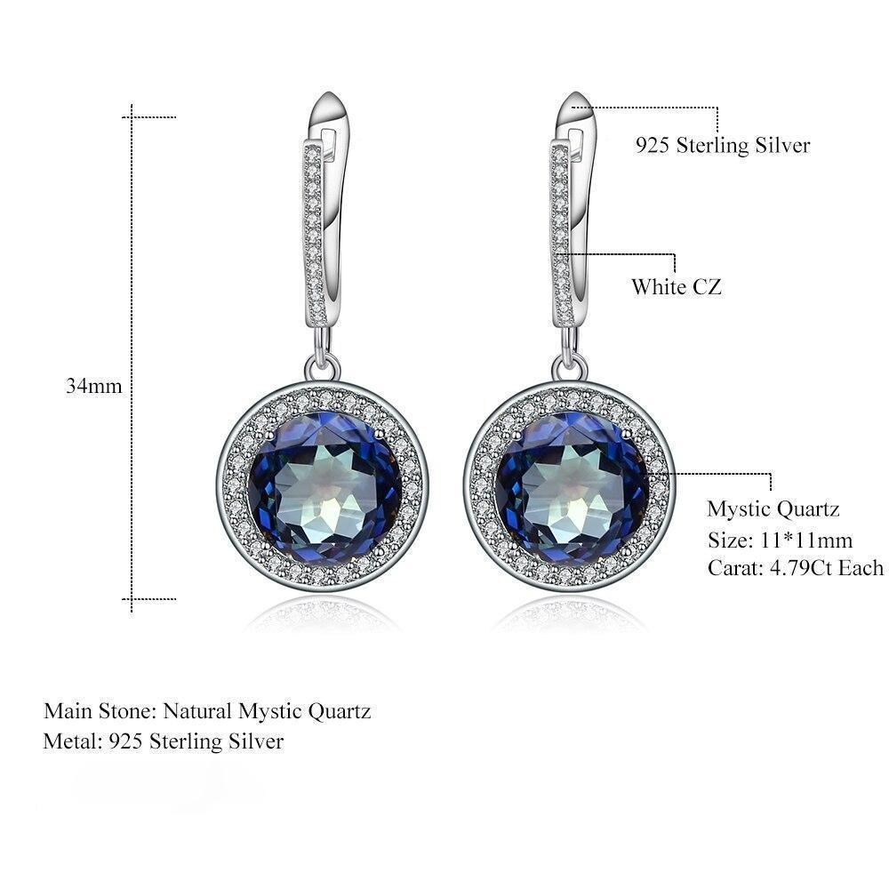 Iridescent Bluish Mystic Quartz Halo Earrings in Sterling Silver - Lucid Fantasy 