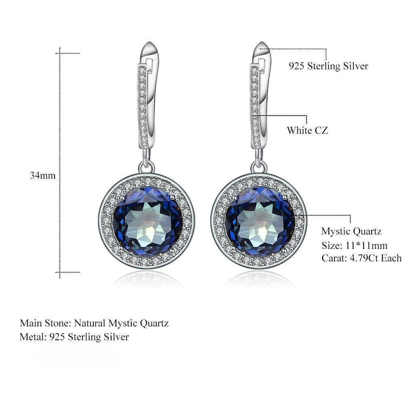 Iridescent Bluish Mystic Quartz Halo Earrings in Sterling Silver - Lucid Fantasy 