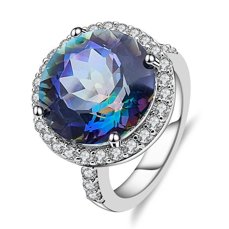 Iridescent Mystic Quartz Sterling Silver Statement Ring - Lucid Fantasy 