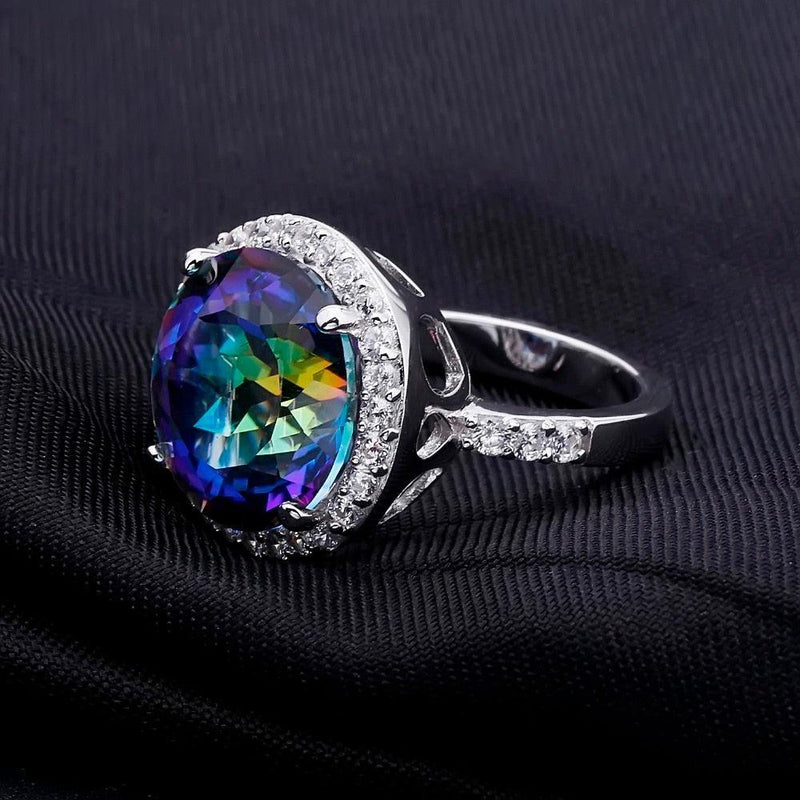 Iridescent Mystic Quartz Sterling Silver Statement Ring - Lucid Fantasy 