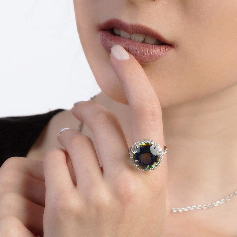 Iridescent Mystic Quartz Sterling Silver Statement Ring - Lucid Fantasy 