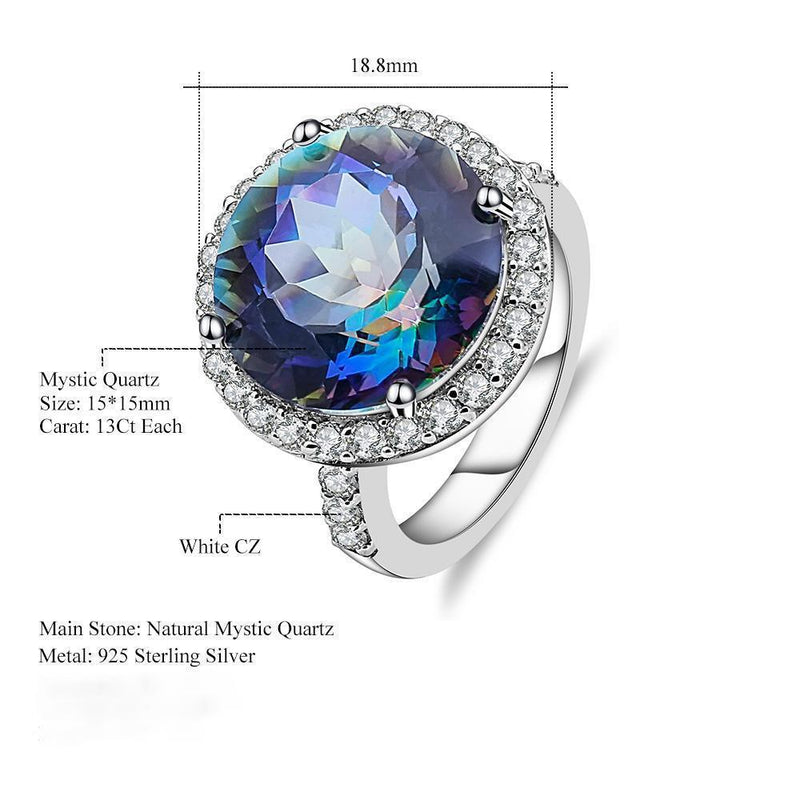 Iridescent Mystic Quartz Sterling Silver Statement Ring - Lucid Fantasy 