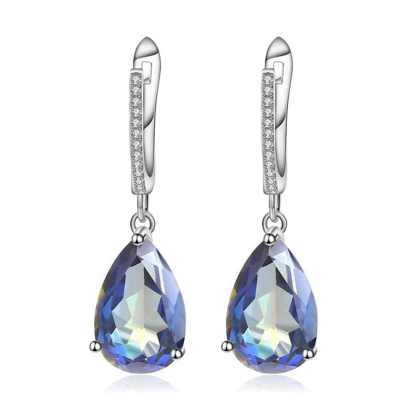 Iridescent Pear-Shaped Sterling Silver Mystic Quartz Earrings - Lucid Fantasy 