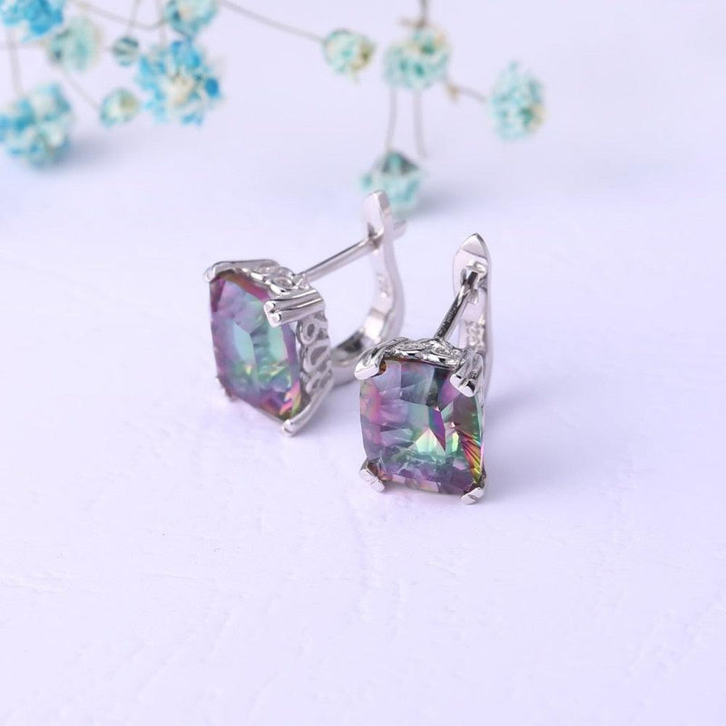 Iridescent Sterling Silver Rainbow Mystic Quartz Jewelry Set - Lucid Fantasy 