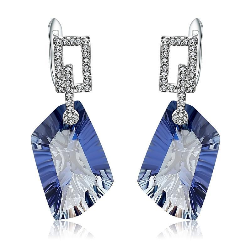 Lolite Blue Mystic Quartz and Cubic Zirconia Earrings in Sterling Silver - Lucid Fantasy 