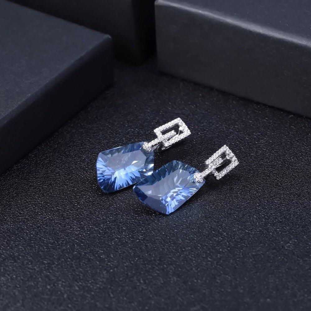 Lolite Blue Mystic Quartz and Cubic Zirconia Earrings in Sterling Silver - Lucid Fantasy 