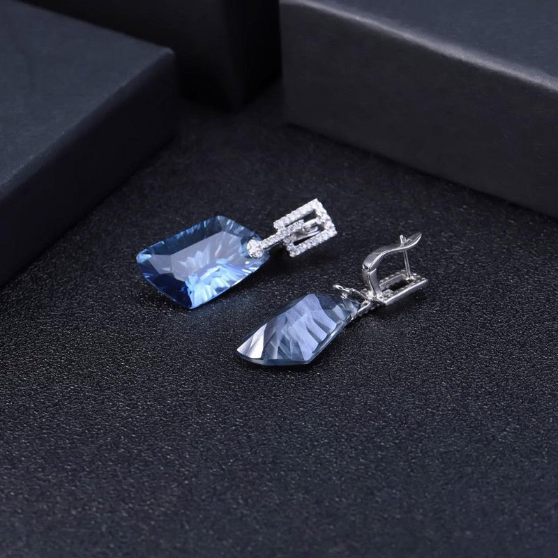 Lolite Blue Mystic Quartz and Cubic Zirconia Earrings in Sterling Silver - Lucid Fantasy 