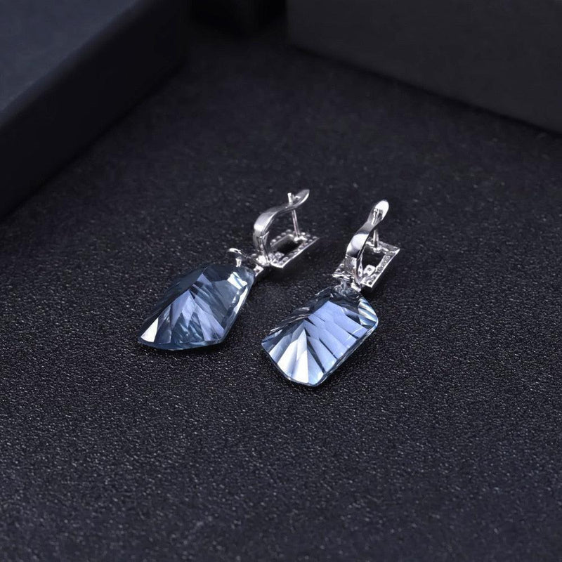 Lolite Blue Mystic Quartz and Cubic Zirconia Earrings in Sterling Silver - Lucid Fantasy 