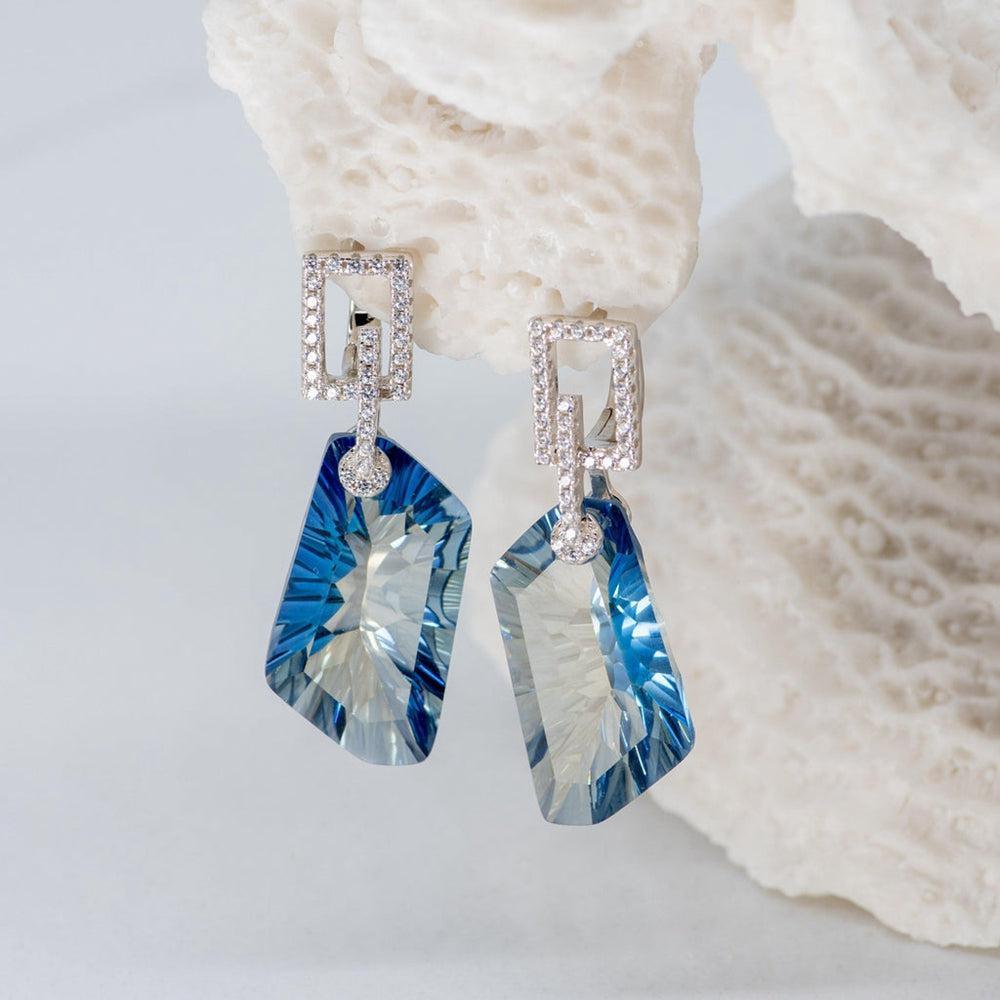 Lolite Blue Mystic Quartz and Cubic Zirconia Earrings in Sterling Silver - Lucid Fantasy 