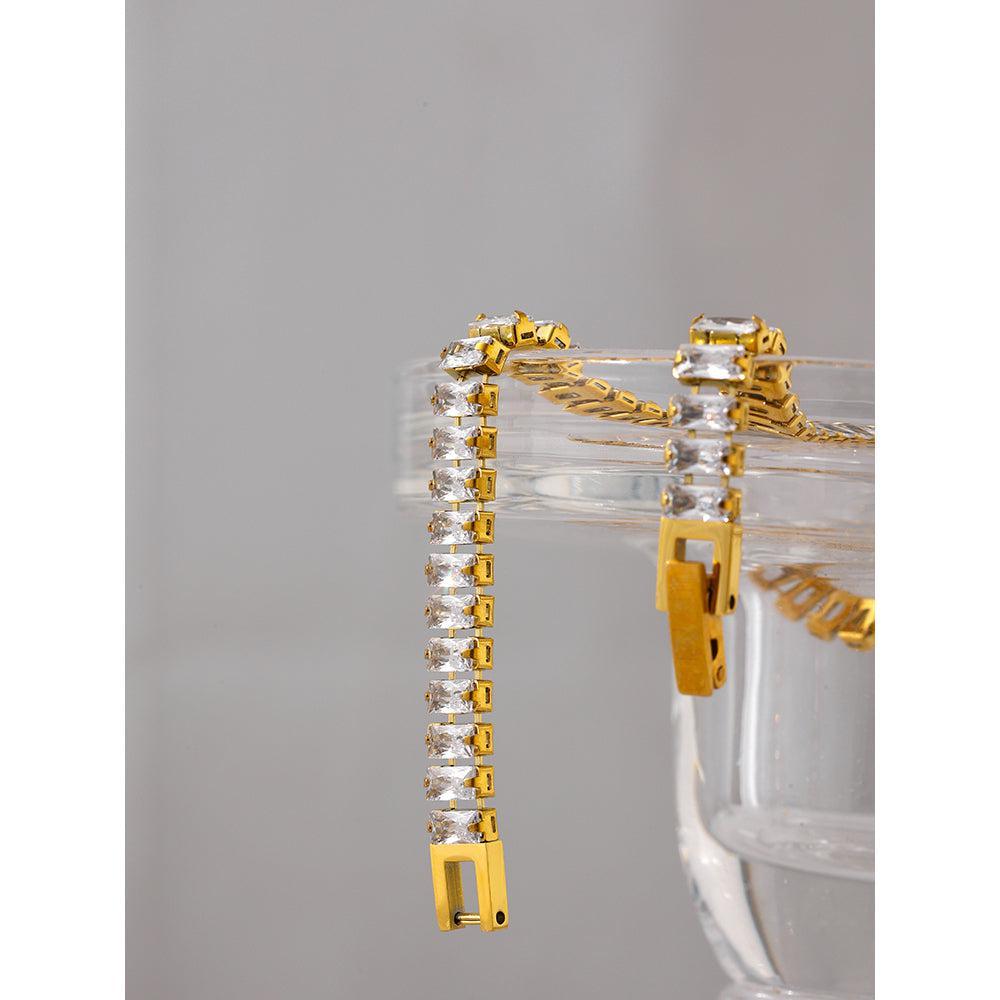 Luxe Gold-Plated CZ Gemstone Link Bracelet - Lucid Fantasy 