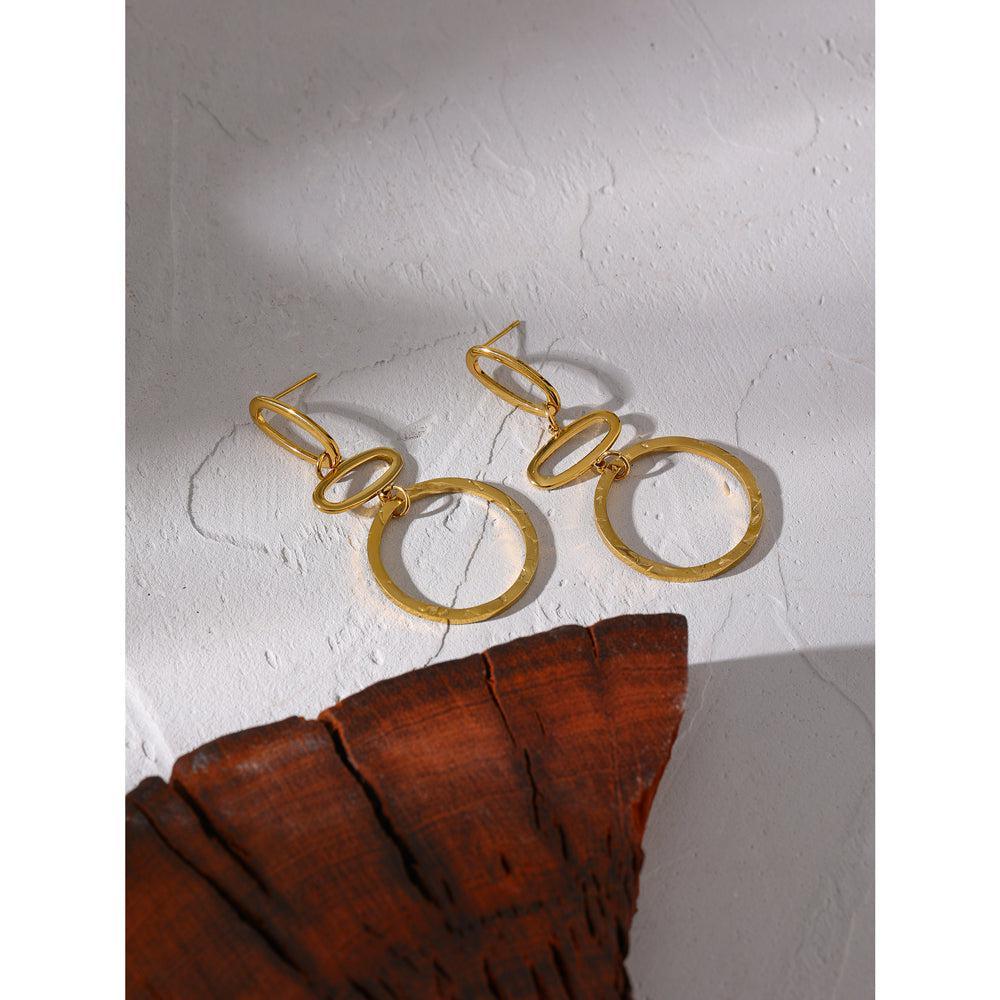 Luxe Golden Bohemian Minimalist Hoop Drop Earrings - Lucid Fantasy 