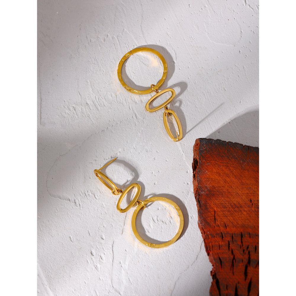 Luxe Golden Bohemian Minimalist Hoop Drop Earrings - Lucid Fantasy 