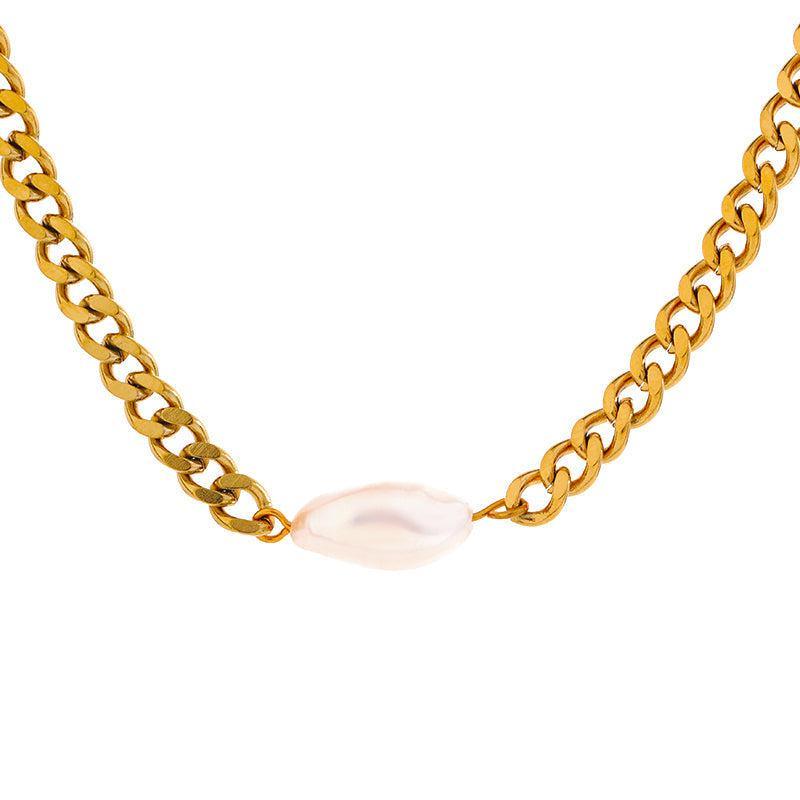 Luxurious Baroque Pearl Chain Link Choker Necklace - Lucid Fantasy 