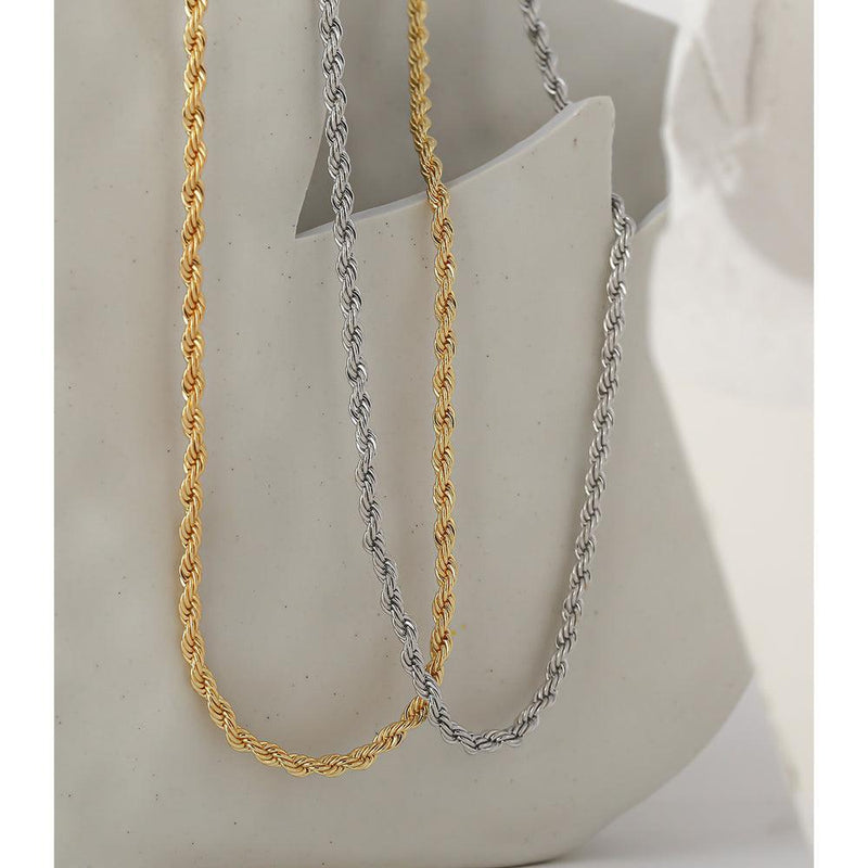 Luxurious Braided Stainless Steel Necklace with Gold Highlights - Lucid Fantasy 