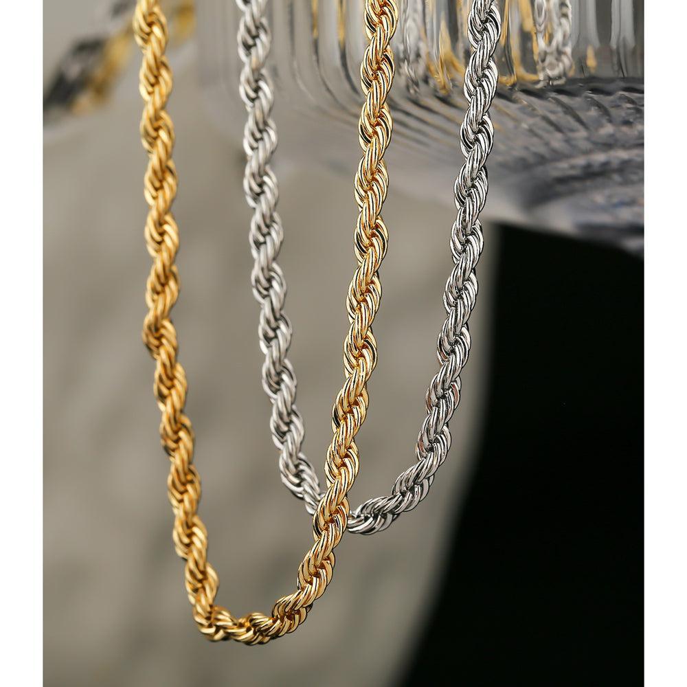 Luxurious Braided Stainless Steel Necklace with Gold Highlights - Lucid Fantasy 