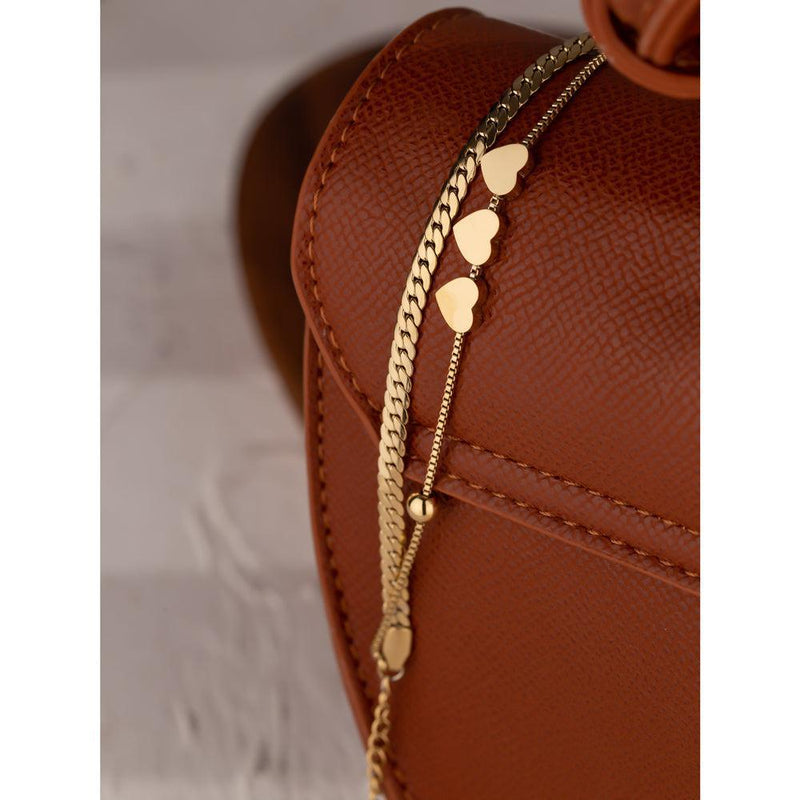 Luxurious Gold Heart Charm Layered Chain Bracelet - Lucid Fantasy 