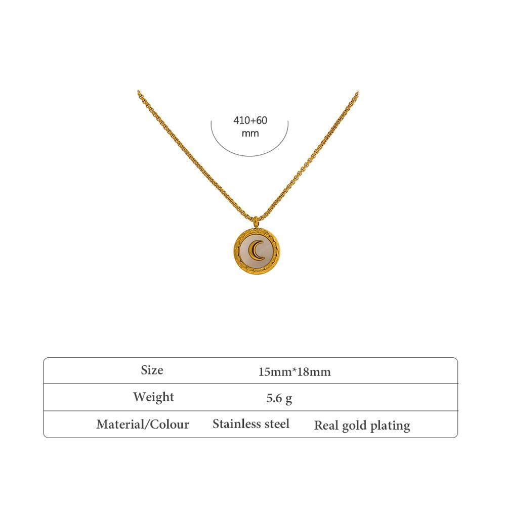 Luxurious Gold Plated Crescent Moon Necklace with Shell Accents - Lucid Fantasy 