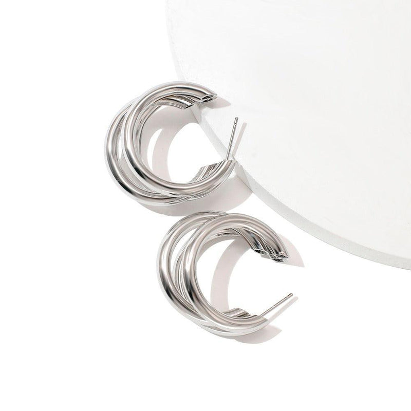 Luxurious Interlaced Triple Hoop Earrings - Lucid Fantasy 